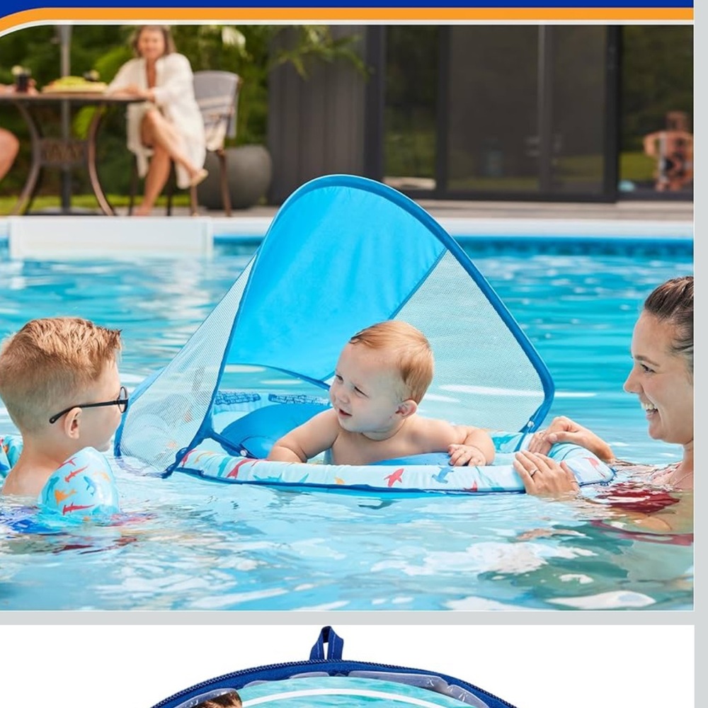 SwimWays Baby Spring Float with Canopy - Blue - Picture 2 of 8